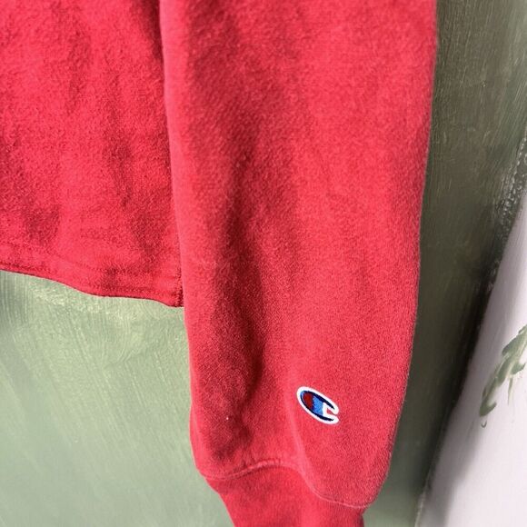 Vintage Champion Crop Sweatshirt Sweatshirt Red SZ Medium Long Sleeve Crewneck - Picture 4 of 12